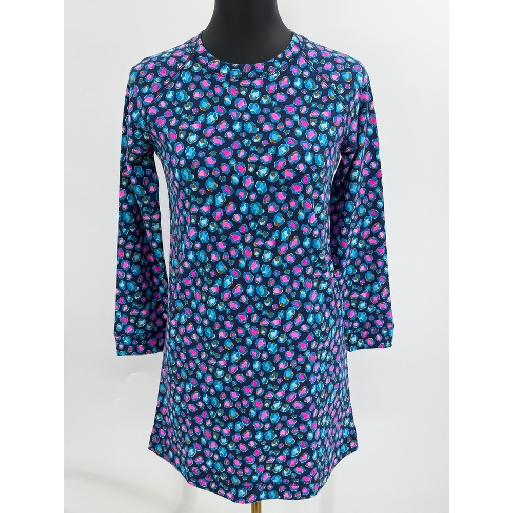 Lilly Pulitzer Girls Dress Long Sleeve Navy Pink Floral Dot Print XL Preppy NWT